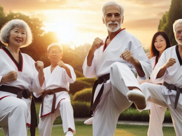 Idosos treinando Taekwondo